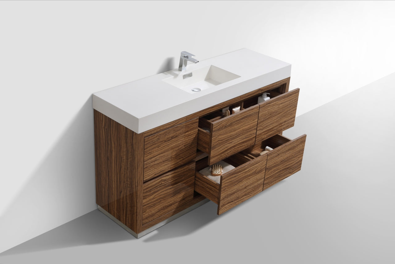 Bliss Single Sink Bathroom Vanity with Storage in Chestnut