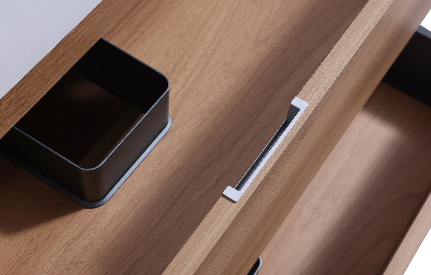 Contemporary Honey Oak Floating Vanity - Bliss Double Basin Design