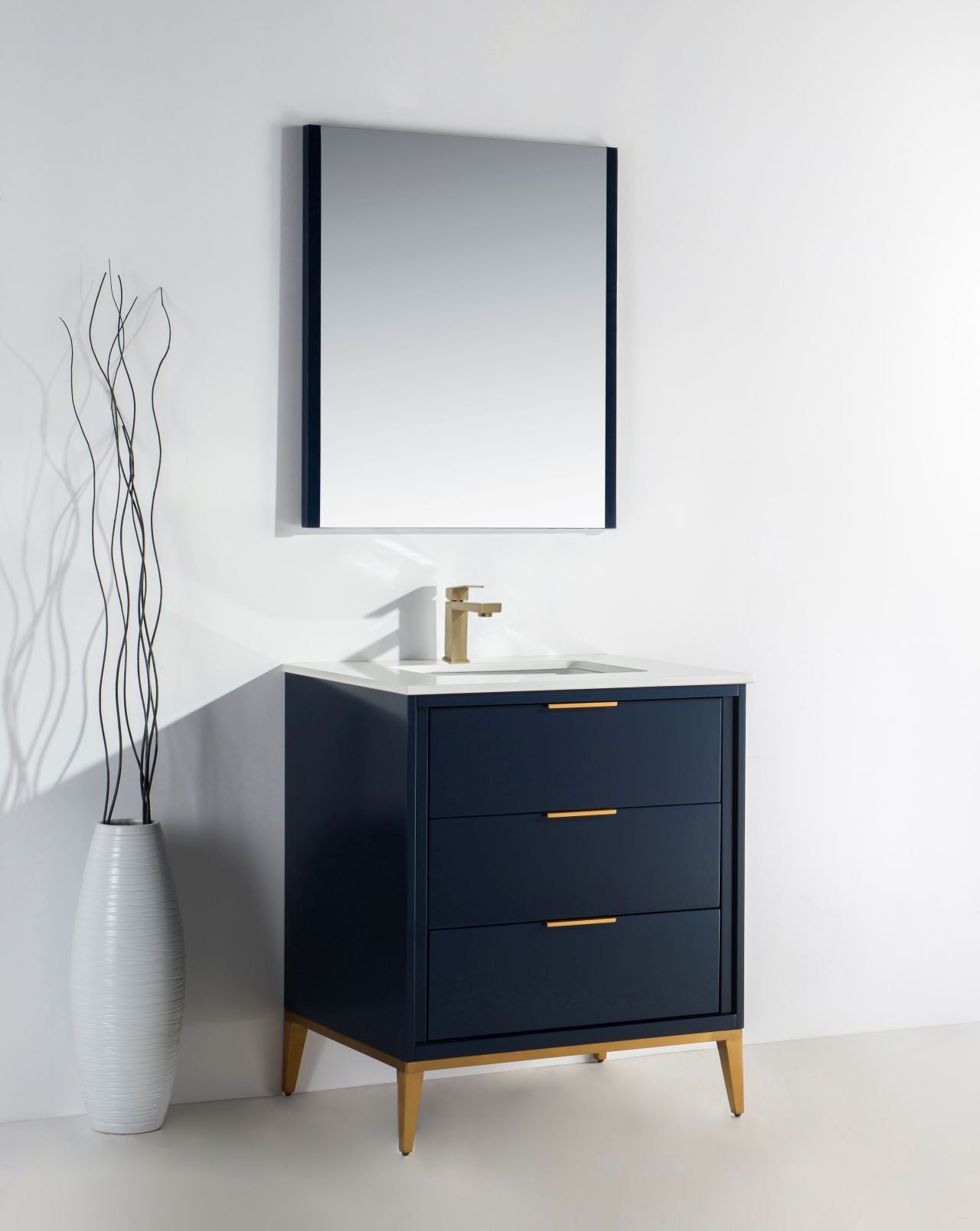 Divani Navy Blue Vanity for Bathrooms – Quartz Countertop