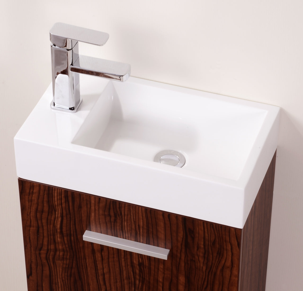 KubeBath Bliss Walnut Reinforced Acrylic Composite Sink with Overflow for Modern Bathrooms