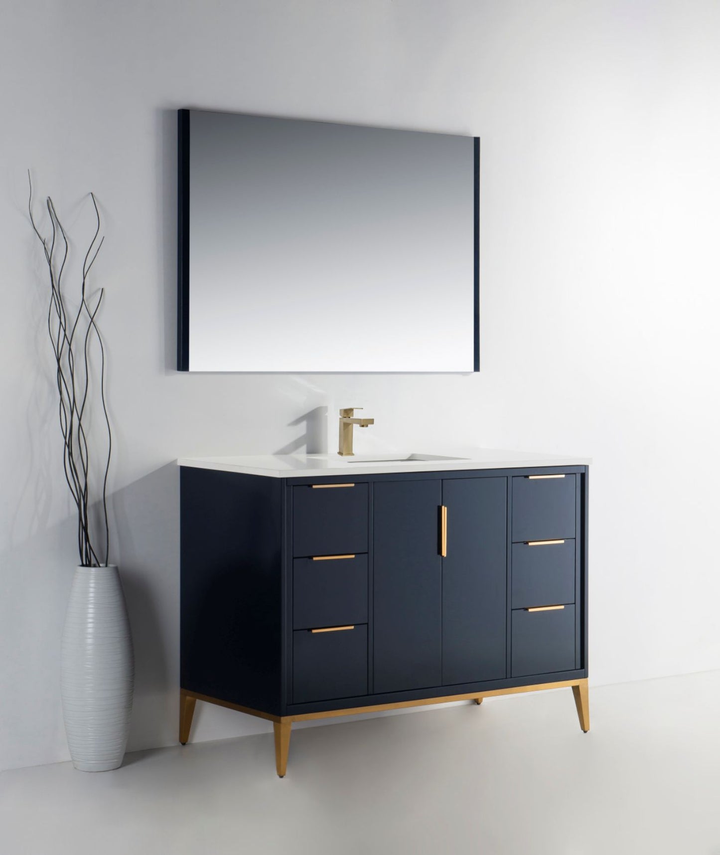 Luxury Navy Blue Divani Bathroom Vanity with Durable Quartz