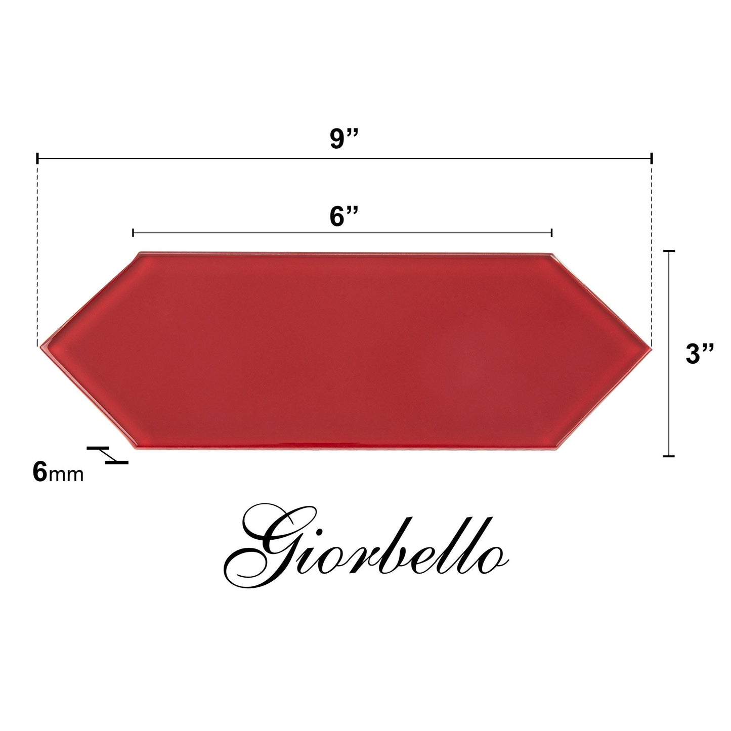 Premium Ruby Red Glass Hexagon Tile