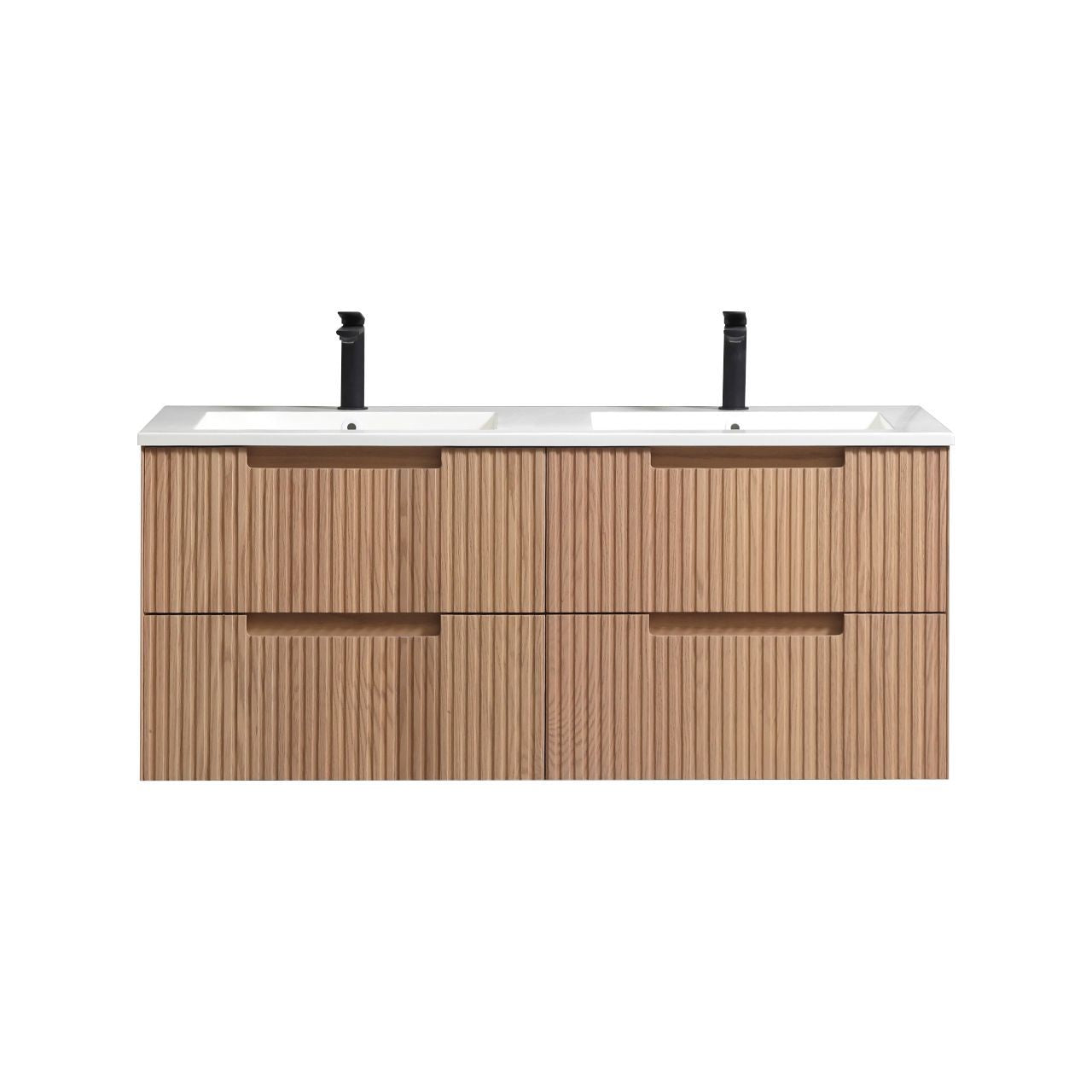Sleek Fiore Double Sink Wall-Mount Bathroom Vanity – Oakwood