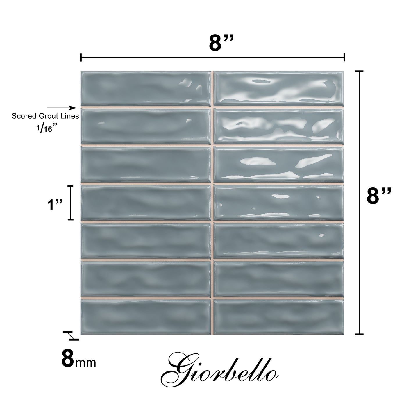 Spanish Lineas Ceramic Tile - Tranquil Blue Mist Hue