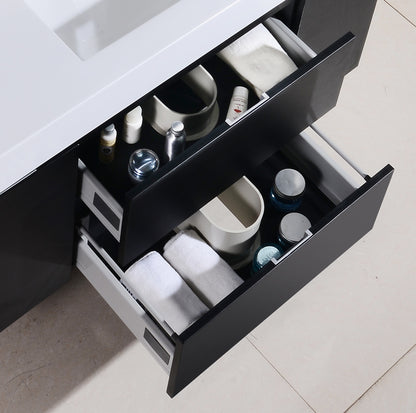 Black Modern Bathroom Vanity with Wall-Mounted Storage