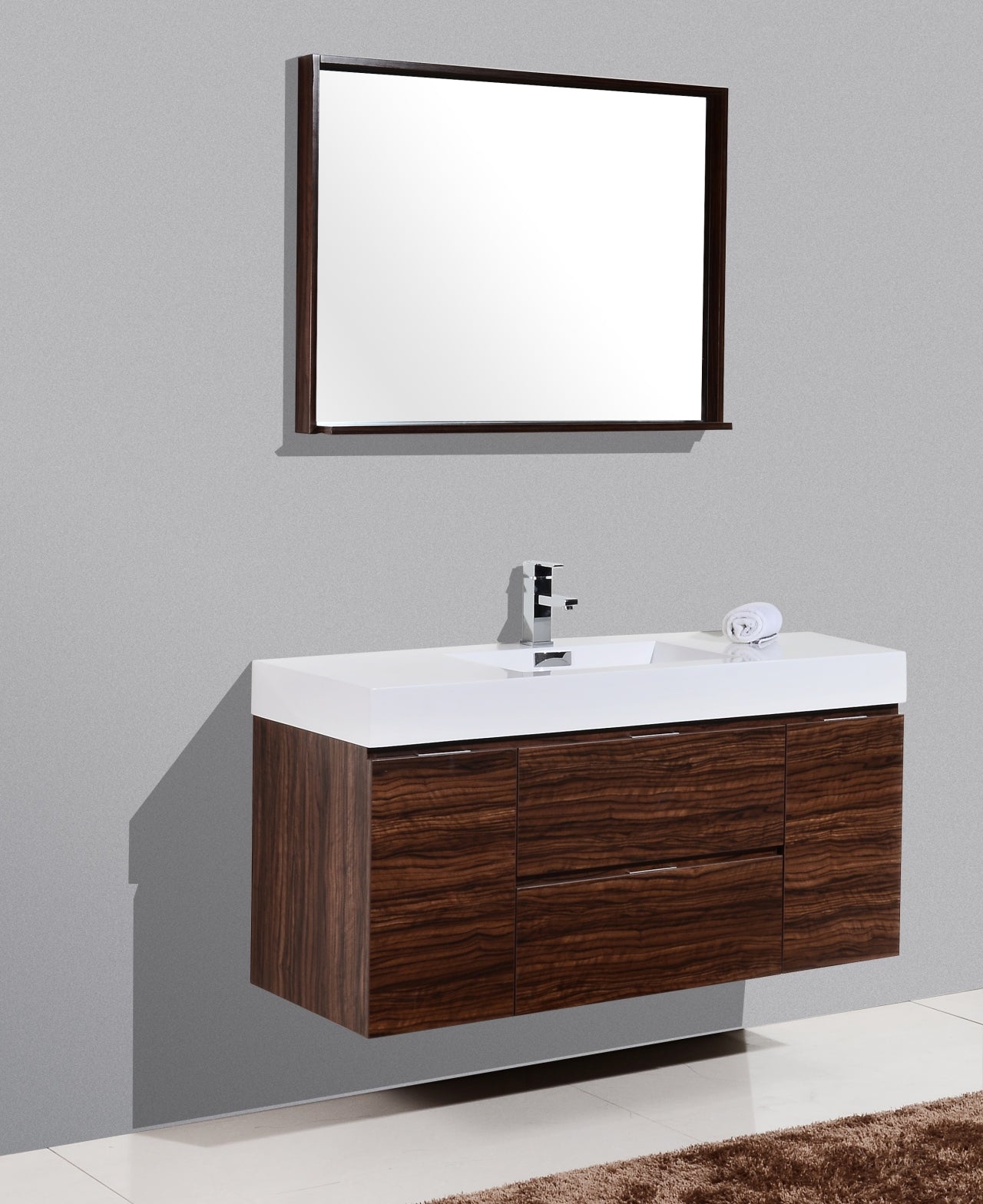 Bliss Floating Bathroom Sink Vanity in Walnut Wood