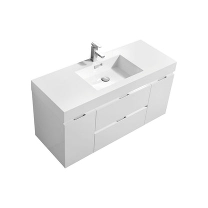 Bliss Glossy White Floating Sink Vanity for Contemporary Bathrooms