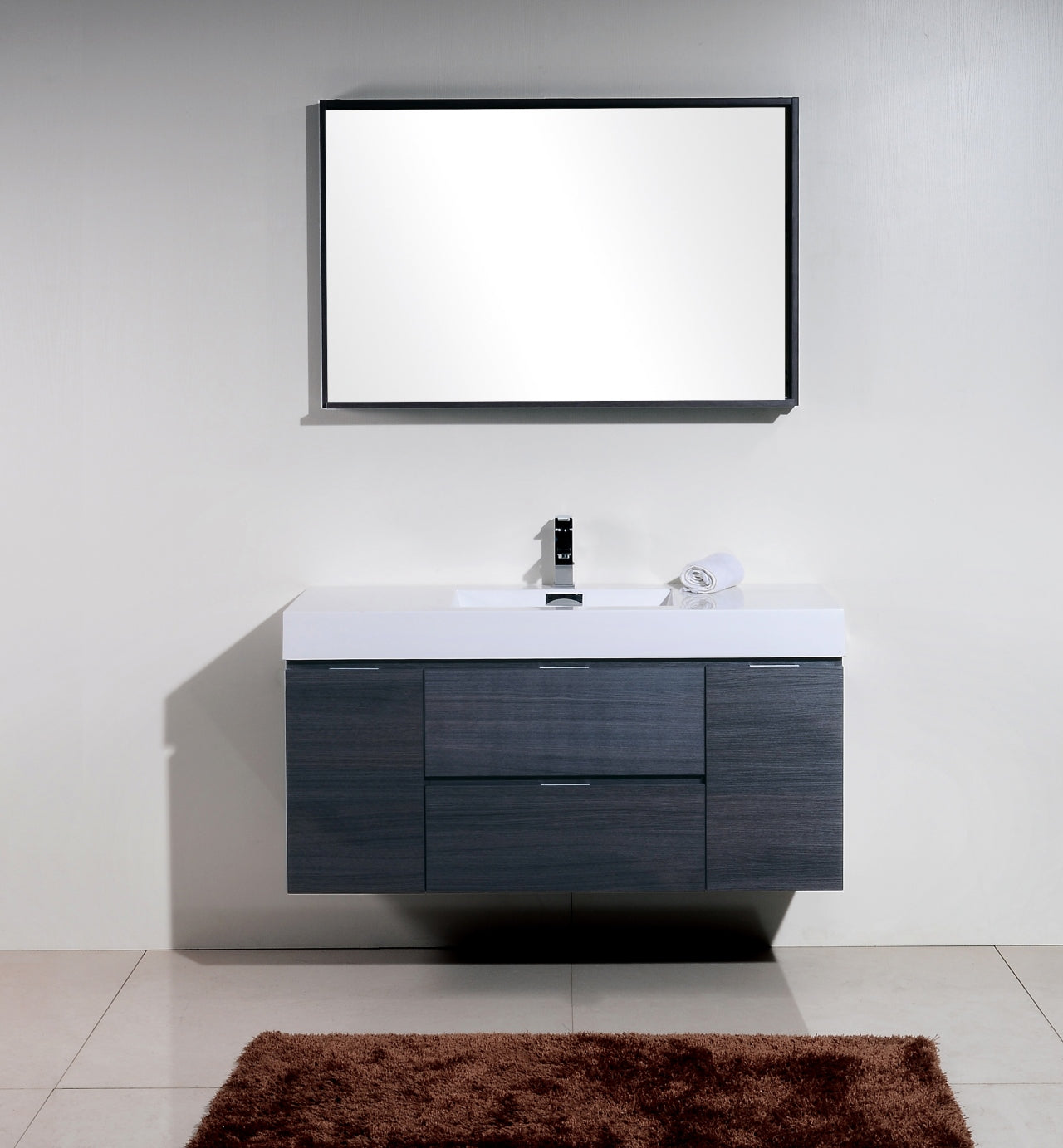 Bliss Gray Oak Wall Mount Vanity for Contemporary Spaces