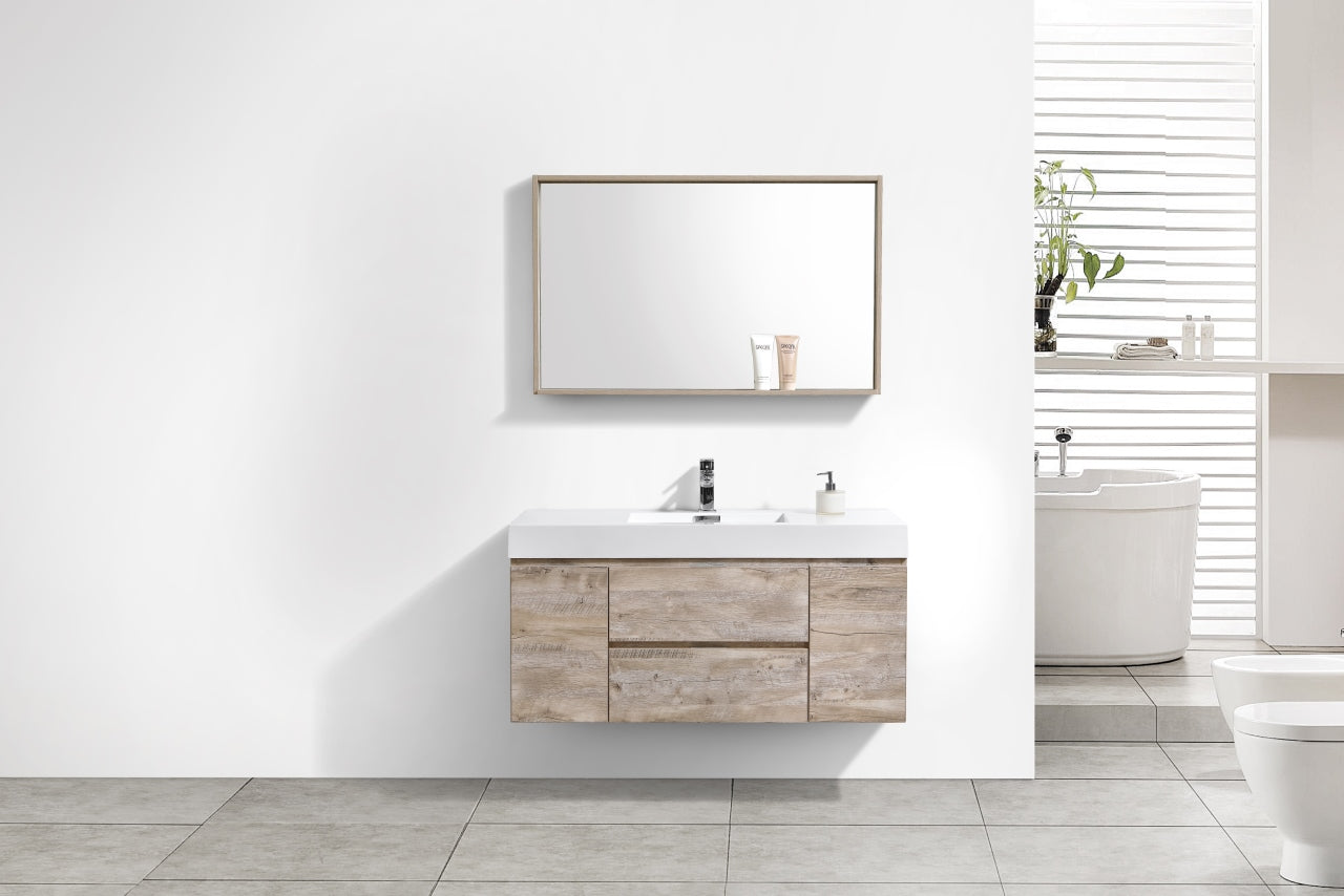 Bliss Modern Bathroom Vanity with Floating Design in Natural Wood