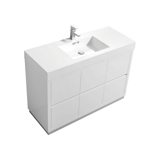 Bliss Modern Vanity with Sink in Sleek Glossy White Lacquer
