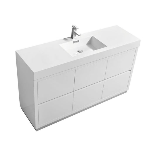 Bliss Single Sink Bathroom Vanity with Storage in Glossy White