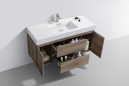 Bliss Wall-Mount Single Sink Vanity in Butternut