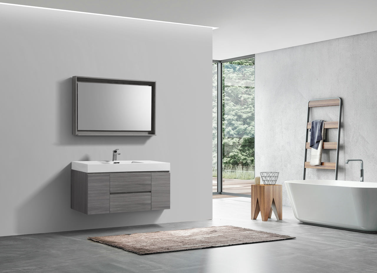 Bliss Wall Mount Bathroom Sink Vanity in Elegant Vulcan Ash Gray