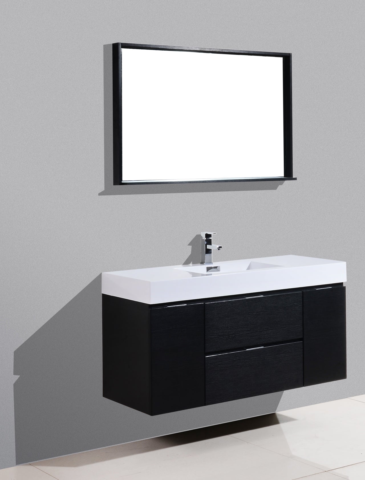 Bliss Wall Mount Single Sink Vanity with Black Finish