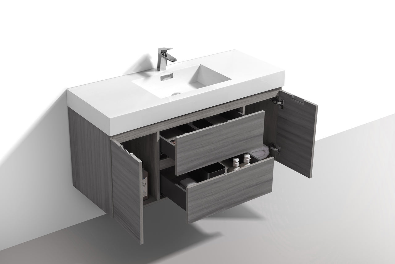 Bliss Wall Mount Vanity in Stylish Vulcan Ash Gray Design