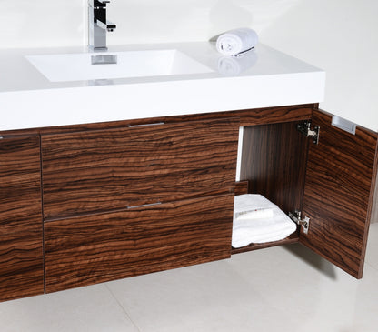 Bliss Wall Mount Vanity with Walnut Storage