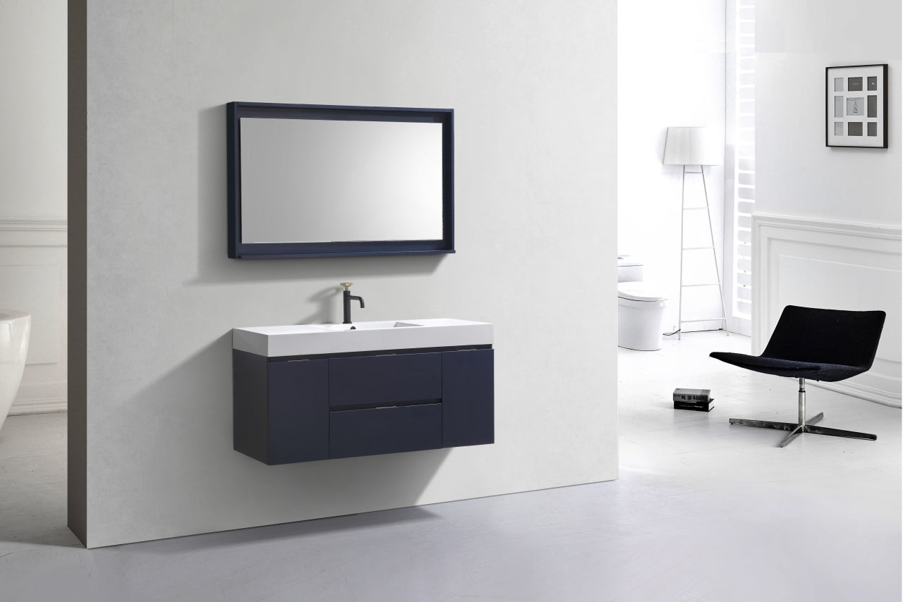 Blue Wall-Mount Bathroom Sink Vanity for Contemporary Spaces