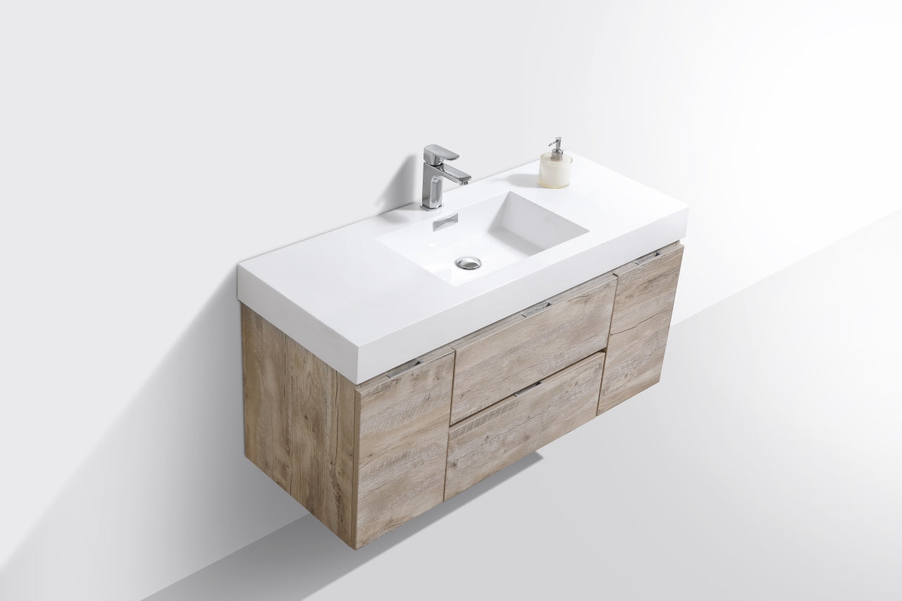 Contemporary Floating Sink Vanity in Natural Wood