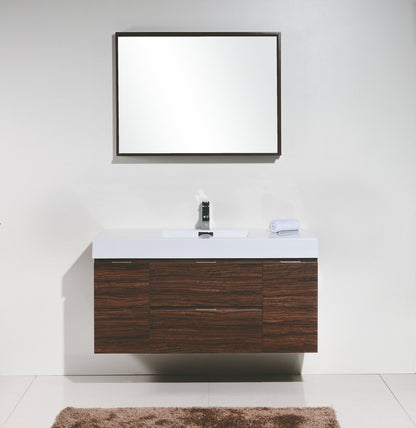 Contemporary Wall Mount Bathroom Vanity in Walnut