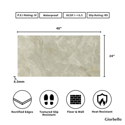 24" x 48" Italian Onyx Matte Marble Look Porcelain Floor and Wall Tile