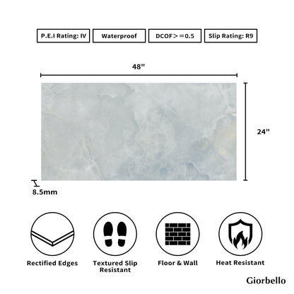 24" x 48" Italian Onyx Matte Marble Look Porcelain Floor and Wall Tile