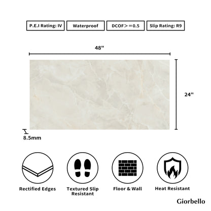 24" x 48" Italian Onyx Matte Marble Look Porcelain Floor and Wall Tile