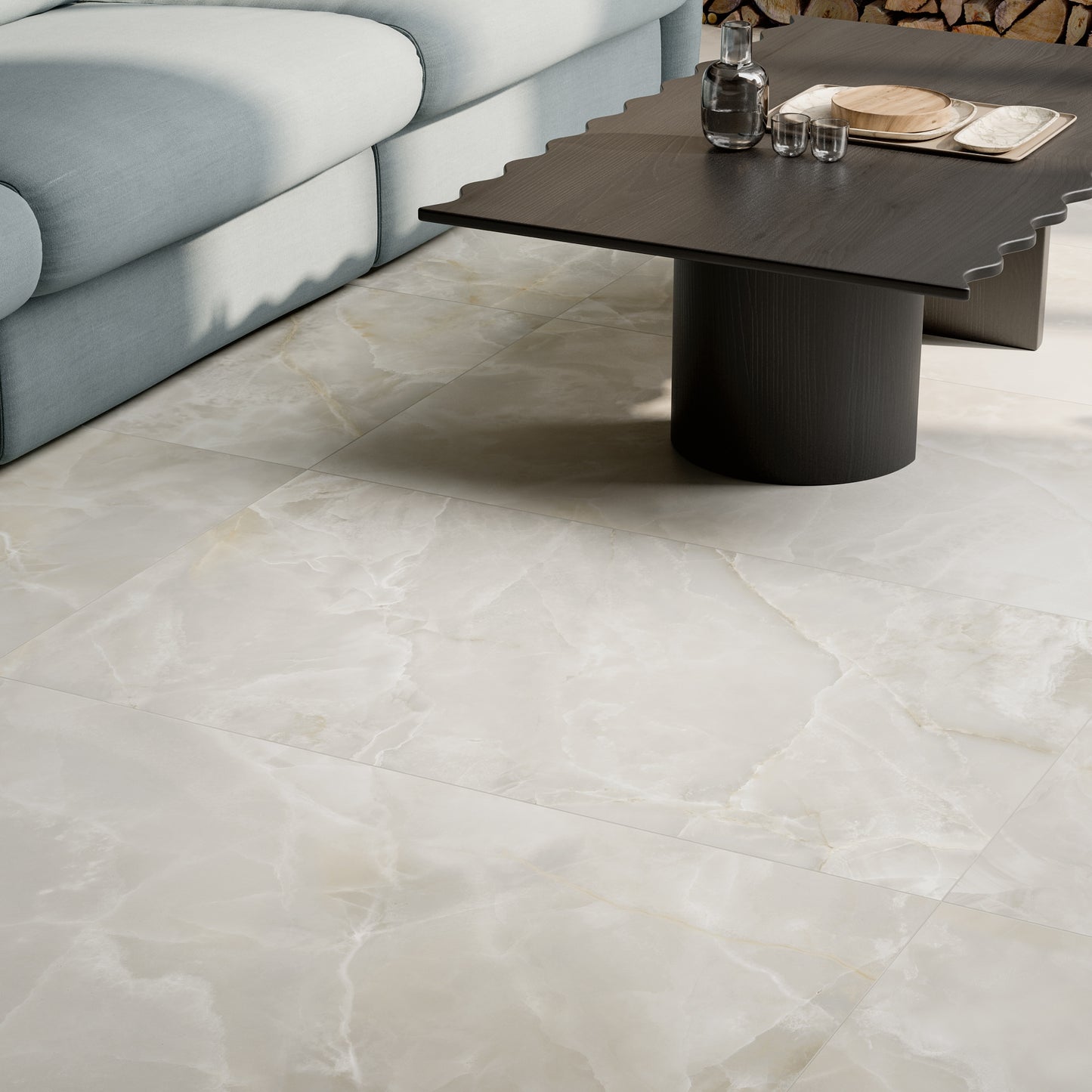 24" x 48" Italian Onyx Matte Marble Look Porcelain Floor and Wall Tile