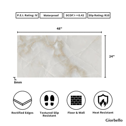 24" x 48" American Onyx Marble Look Matte Porcelain Floor and Wall Tile