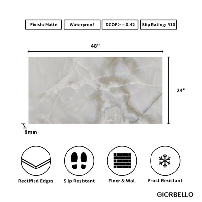 24" x 48" American Onyx Marble Look Porcelain Floor and Wall Tile