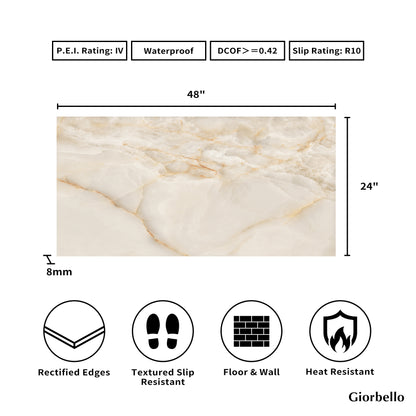 24" x 48" American Onyx Marble Look Matte Porcelain Floor and Wall Tile