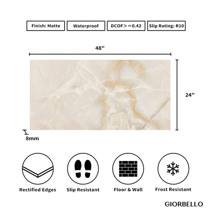 24" x 48" American Onyx Marble Look Porcelain Floor and Wall Tile