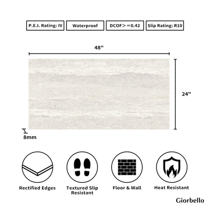 24" x 48" American Travertine Matte Porcelain Floor and Wall Tile