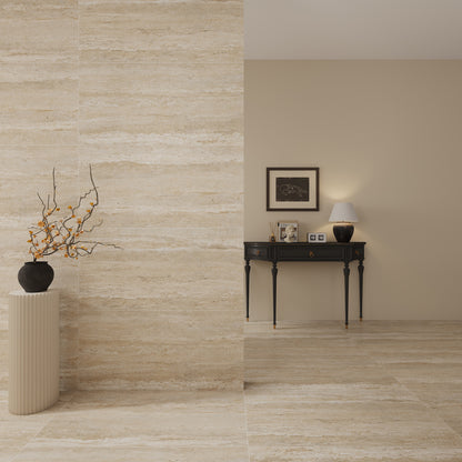 24" x 48" American Travertine Chiseled Porcelain Wall Tile