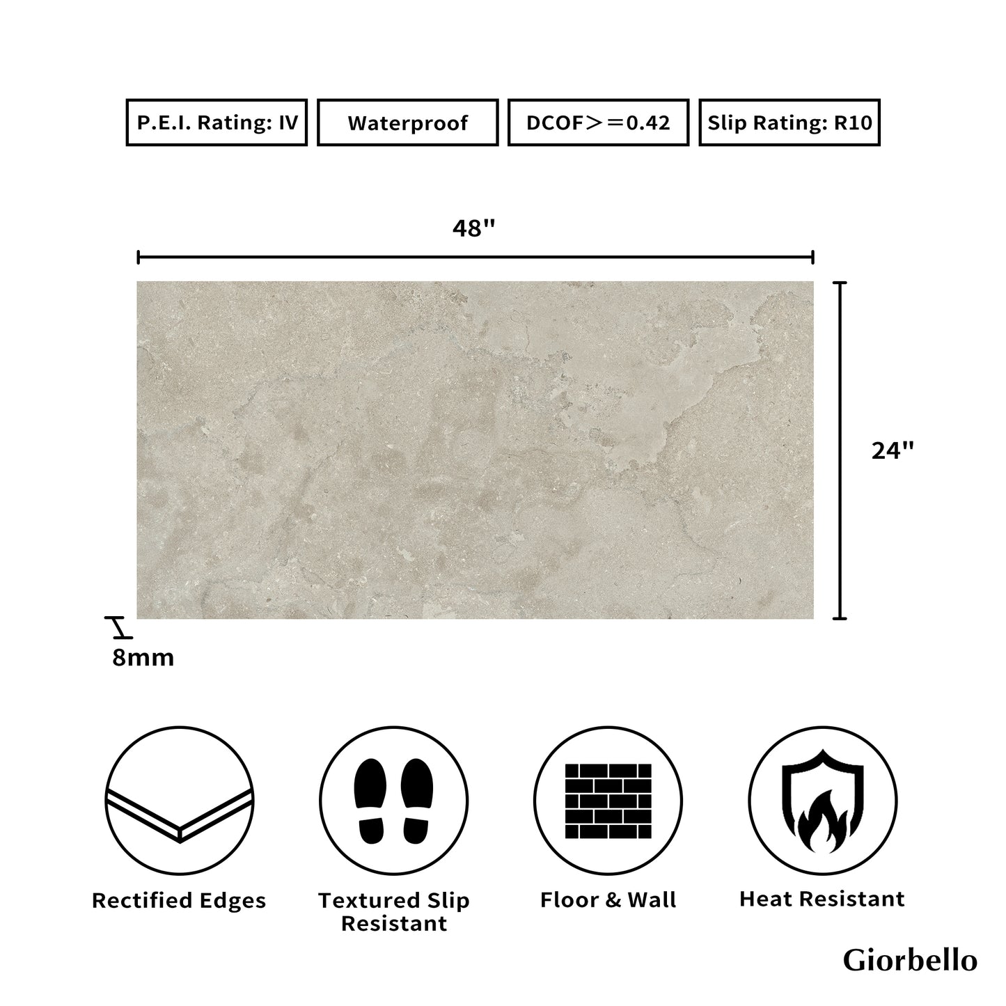 24" x 48" American EcoStone Matte Porcelain Floor and Wall Tile
