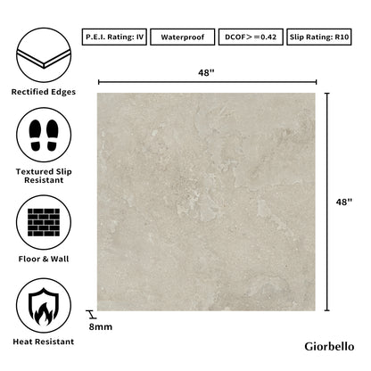48" x 48" American EcoStone Matte Porcelain Floor and Wall Tile