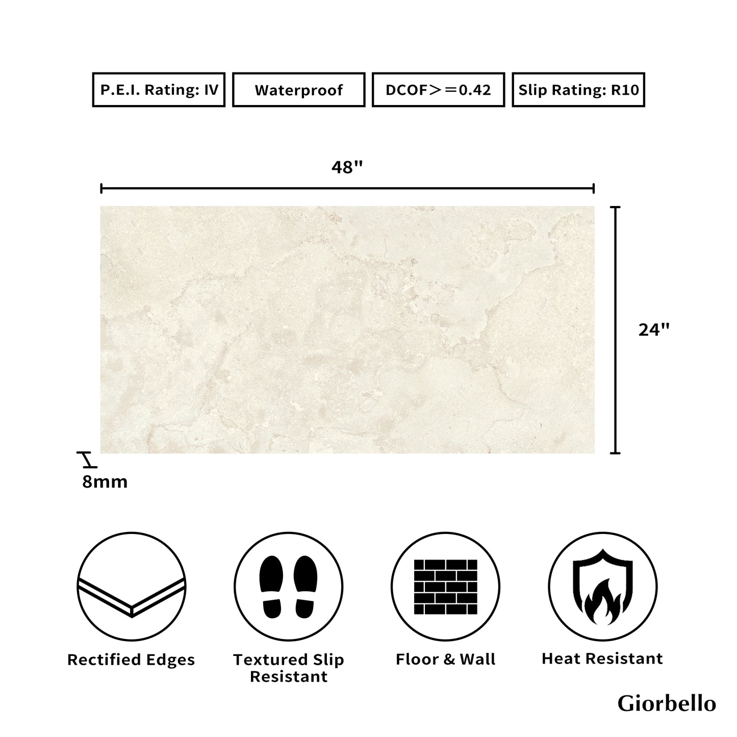 24" x 48" American EcoStone Matte Porcelain Floor and Wall Tile