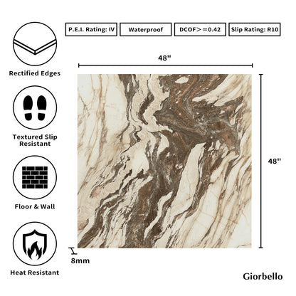 48" x 48" American Symphony Matte Porcelain Floor and Wall Tile