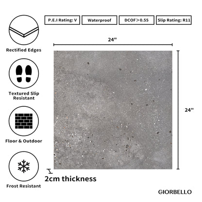 24" x 24" x 2CM American Area Grip Porcelain Outdoor Floor Paver Tile