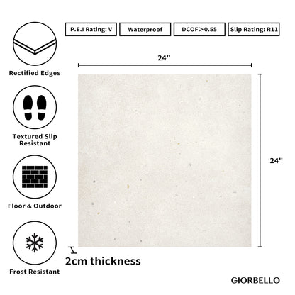 24" x 24" x 2CM American Area Grip Porcelain Outdoor Floor Paver Tile