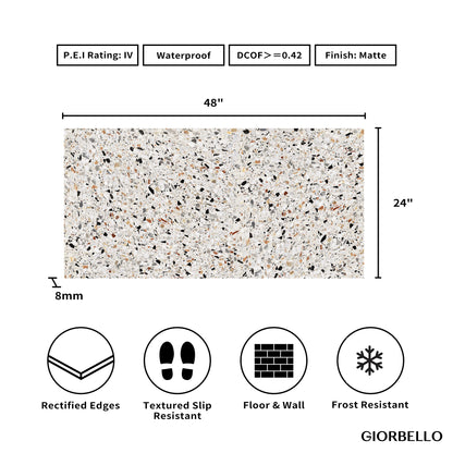 24" x 48" Terrazzo Americana Matte Porcelain Floor and Wall Tile