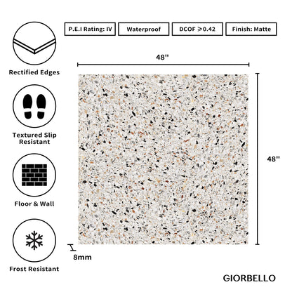 48" x 48" Terrazzo Americana Matte Porcelain Floor and Wall Tile