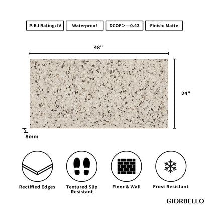 24" x 48" Terrazzo Americana Matte Porcelain Floor and Wall Tile