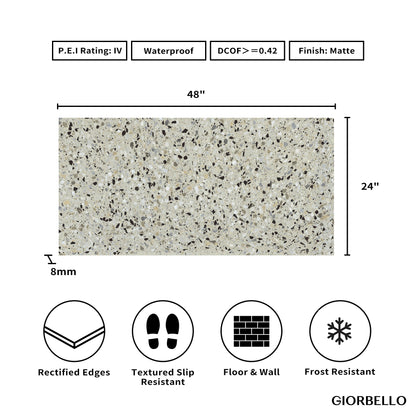 24" x 48" Terrazzo Americana Matte Porcelain Floor and Wall Tile