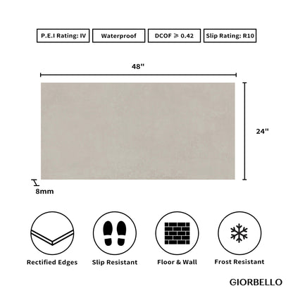 24" x 48" American Theory Matte Concrete Look Porcelain Floor and Wall Tile