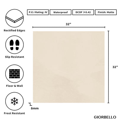 32" x 32" American Balance Matte Stone Look Porcelain Floor and Wall Tile