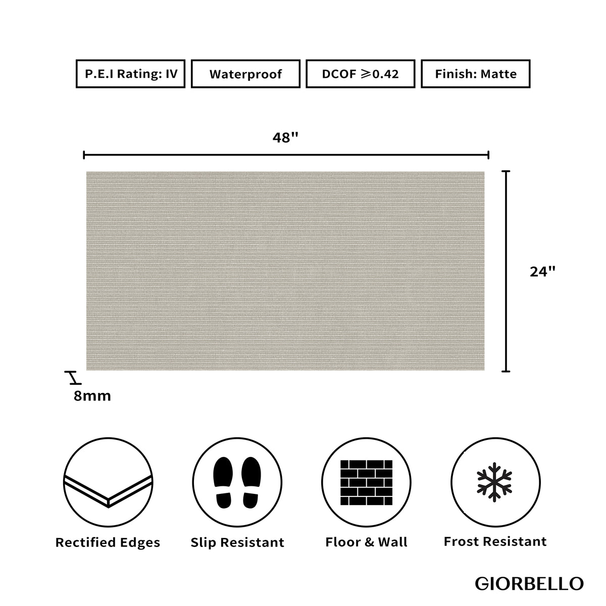 24" x 48" American Weave Matte Fabric Look Porcelain Floor and Wall Tile