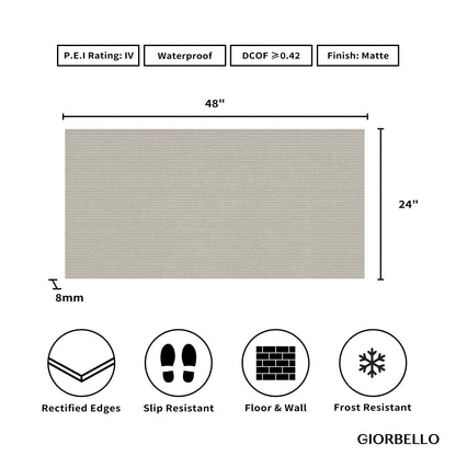24" x 48" American Weave Matte Fabric Look Porcelain Floor and Wall Tile