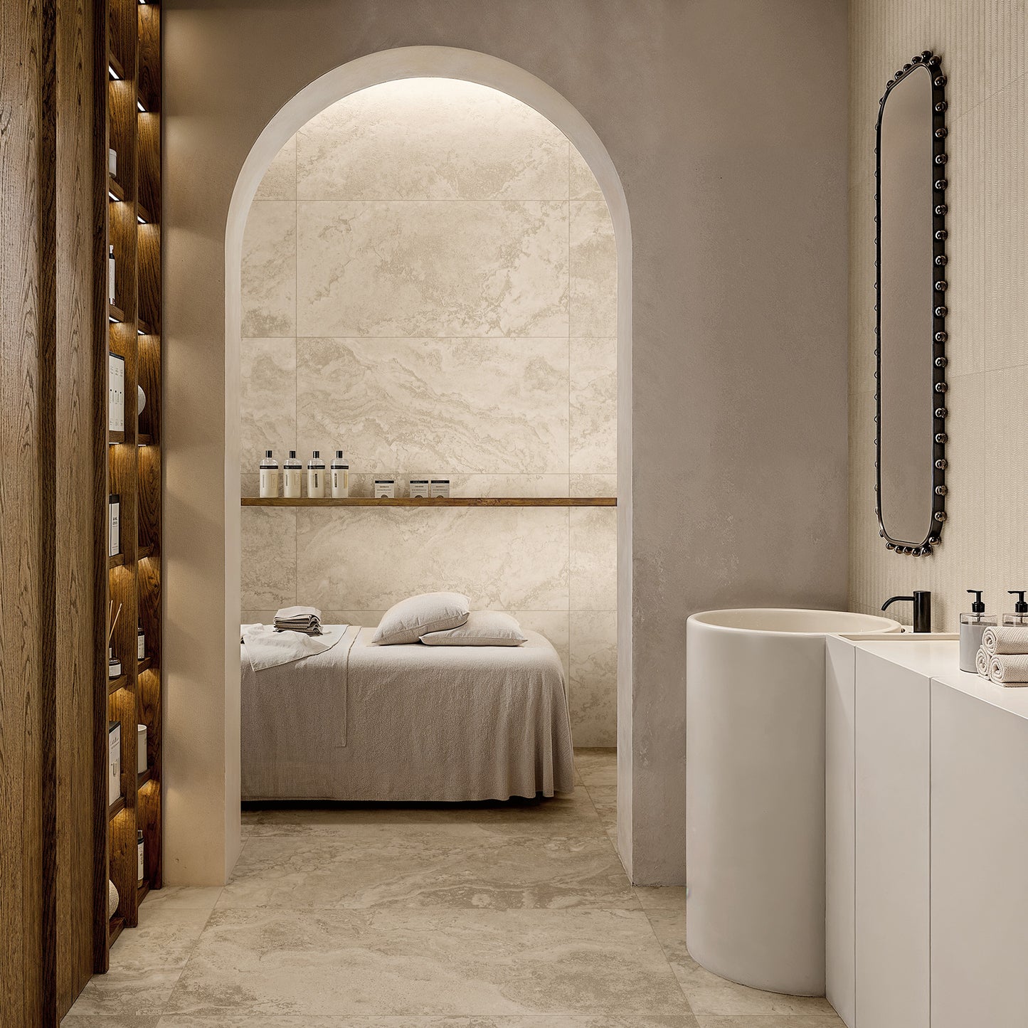 24" x 48" American Roma Matte Cross-cut Travertine Look Porcelain Floor and Wall Tile