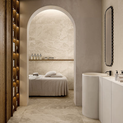 24" x 48" American Roma Matte Cross-cut Travertine Look Porcelain Floor and Wall Tile
