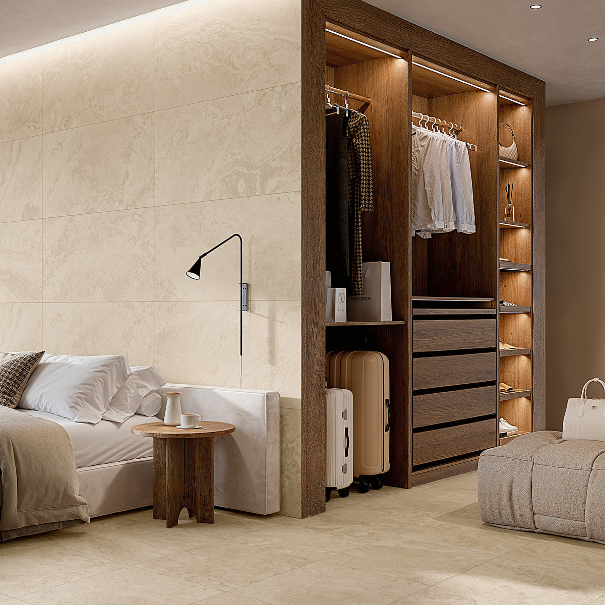 24" x 48" American Roma Matte Cross-cut Travertine Look Porcelain Floor and Wall Tile